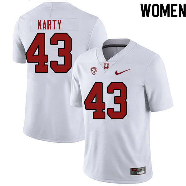 Women #43 Joshua Karty Stanford Cardinal College Football Jerseys Sale-White - Click Image to Close